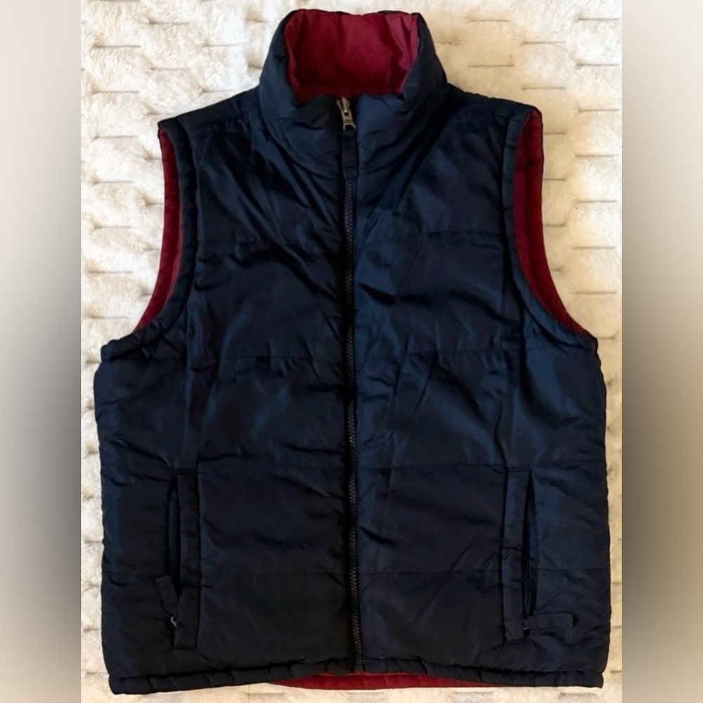 Abercrombie & Fitch Women’s Puffer Vest Y2K Blue Red Full Zip 92 Patch Sz S